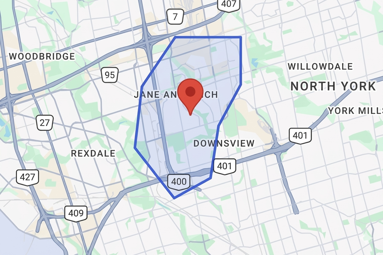 Map of the Humber River–Black Creek catchment area in northwest Toronto