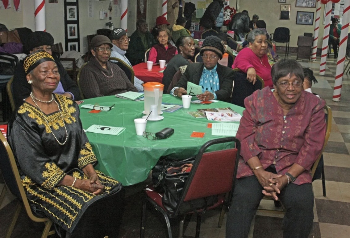 Senior community members gathered together at a get-together